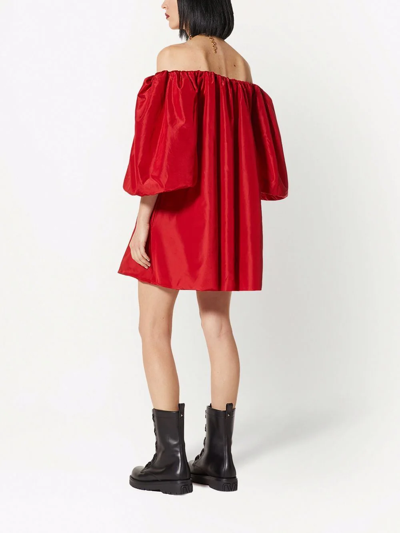 Shop Valentino Off-shoulder Mini Dress In Red