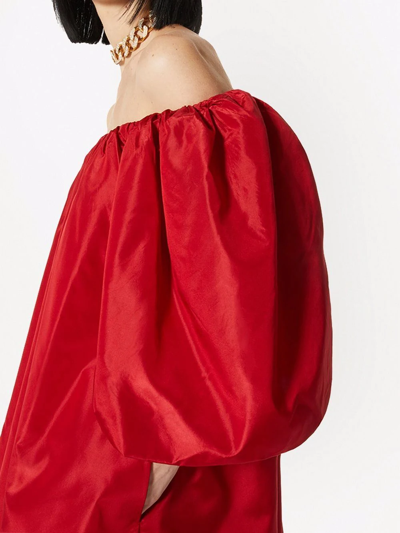 Shop Valentino Off-shoulder Mini Dress In Red