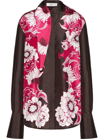 Shop Valentino Floral Pattern Shirt In Pink