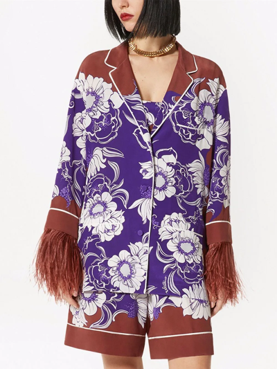 Shop Valentino Graphic-print Long-sleeve Shirt In Purple