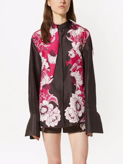 Shop Valentino Floral Pattern Shirt In Pink