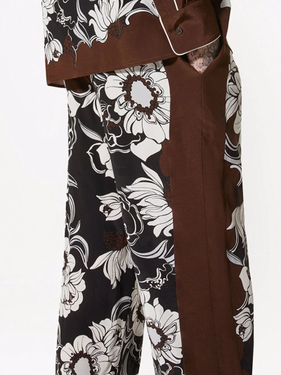 Shop Valentino Graphic-print Elasticated-waist Trousers In Brown