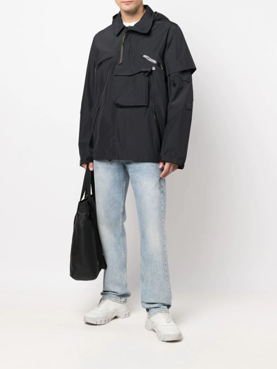 Shop Acronym Zip-detail Hooded Jacket In Black