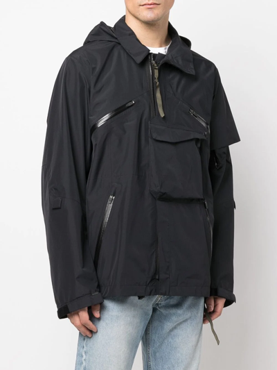 Shop Acronym Zip-detail Hooded Jacket In Black