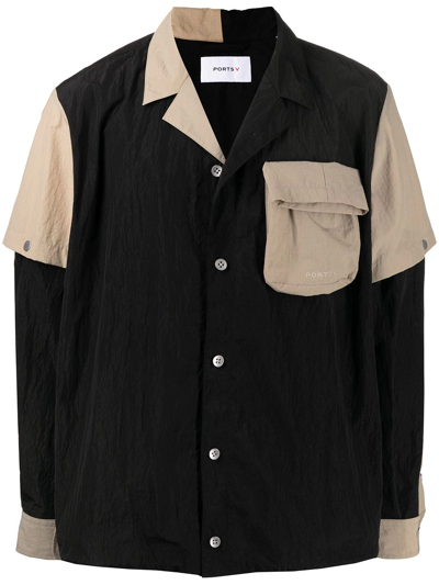 Shop Ports V Detachable-sleeve Shirt Jacket In Black