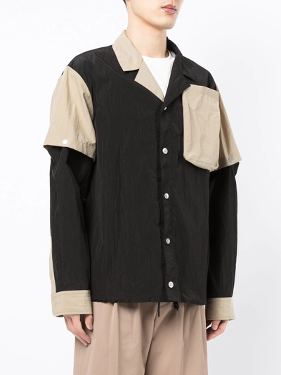 Shop Ports V Detachable-sleeve Shirt Jacket In Black