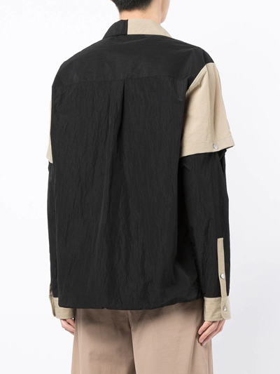 Shop Ports V Detachable-sleeve Shirt Jacket In Black