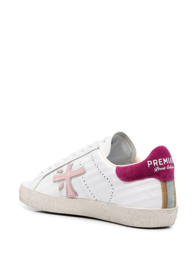 Shop Premiata Steven Lace-up Sneakers In White