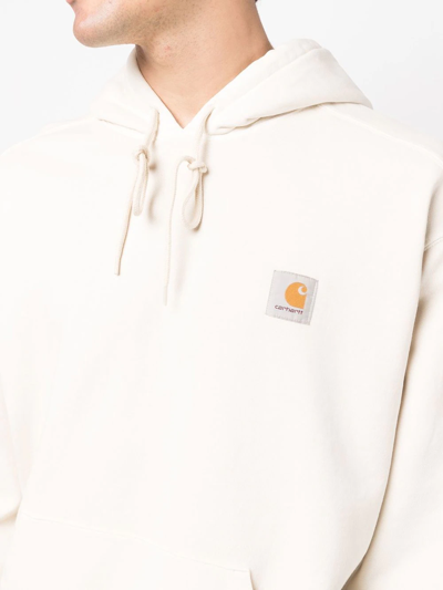 Shop Carhartt Nelson Logo-patch Hoodie In Neutrals