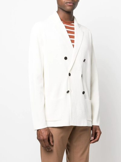 Shop Drumohr Double-breasted Button Blazer In White