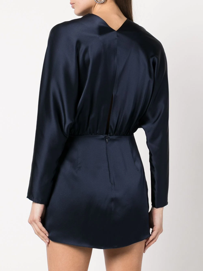 Shop Michelle Mason Twist-detail Silk Dress In Blue