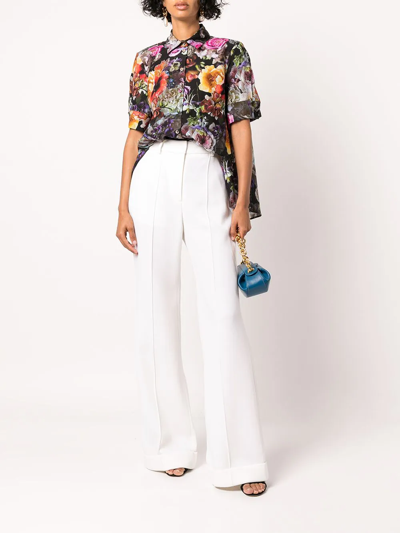 Shop Adam Lippes Floral-print Voile Trapeze Shirt In Black