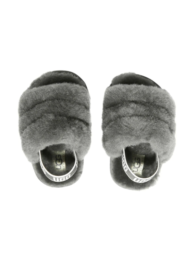 Shop Ugg Logo-slingback Sandals In Grey