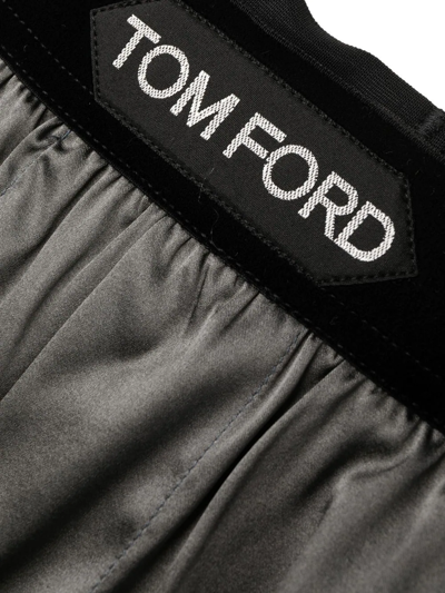 Shop Tom Ford Logo-waist Silk Boxers In Grey