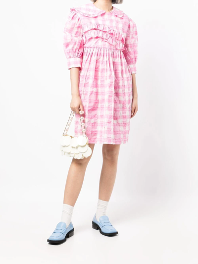 Shop Vivetta Gingham-print Puff-fleece Dress In Pink