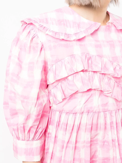 Shop Vivetta Gingham-print Puff-fleece Dress In Pink