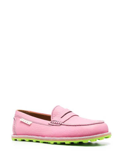 Shop Marni Slip-on Leather Loafers In Pink