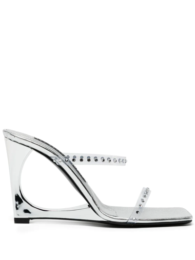 Les Petits Joueurs Lucas 110mm Crystal-embellished Sandals In Silver