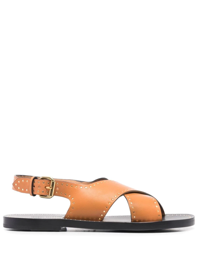 Shop Isabel Marant Cross-strap Slingback Sandals In Brown