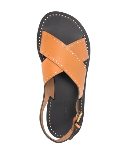 Isabel Marant Jane Calfskin Crisscross Slingback Sandals In Brown