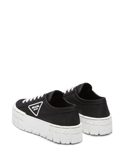 Shop Prada Double Wheel Low-top Sneakers In Black