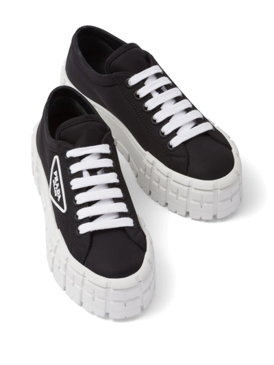 Shop Prada Double Wheel Low-top Sneakers In Black