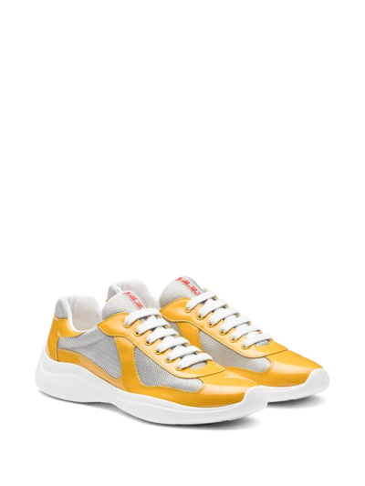 Shop Prada America's Cup Low-top Sneakers In Gold