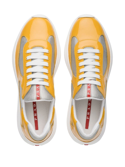 Shop Prada America's Cup Low-top Sneakers In Gold