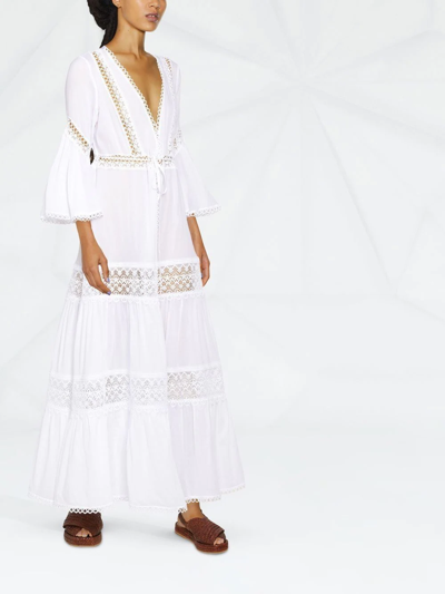 Charo Ruiz Floral-lace Embroidered V-neck Dress In White