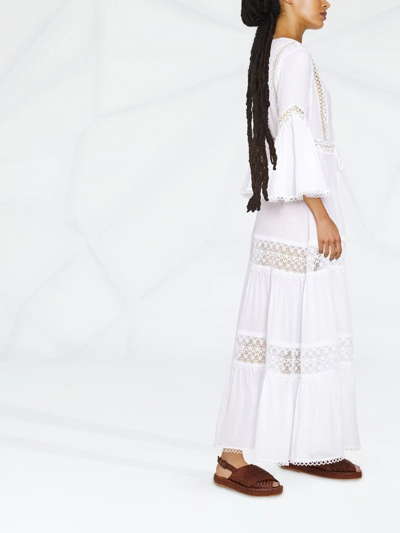Charo Ruiz Floral-lace Embroidered V-neck Dress In White