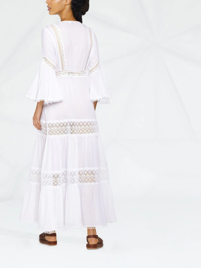 Charo Ruiz Floral-lace Embroidered V-neck Dress In White