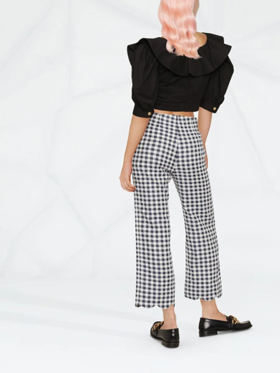 Shop Alessandra Rich Bow-detail Cropped Blouse In Black
