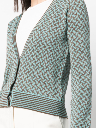 Shop Drumohr Plunging V-neck Cardigan In Blue