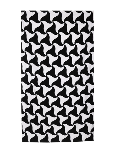 Shop Bottega Veneta Abstract-print Beach Towel In Black