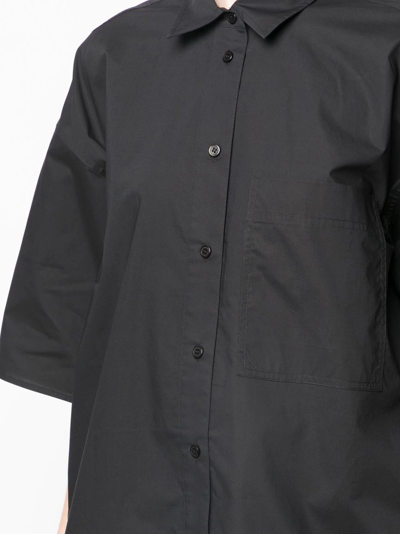 Shop Lee Mathews Short-sleeved Cotton Shirt In Black