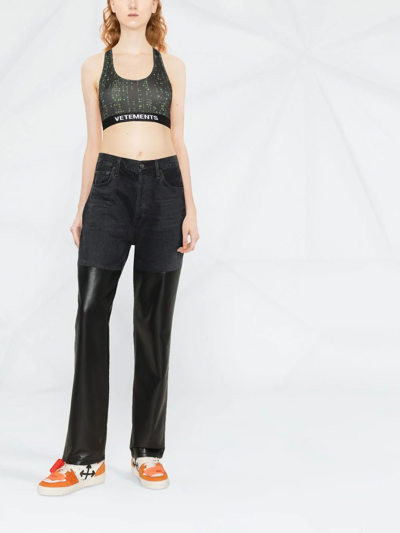 Shop Vetements Logo-underband Cropped Vest In Black