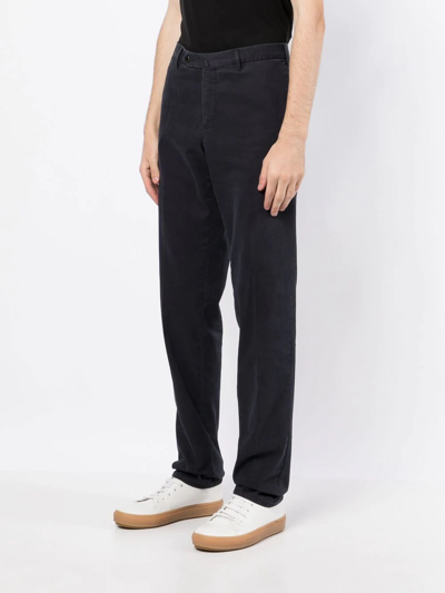 Pt Torino Pressed-crease Four-pocket Chinos In Blue