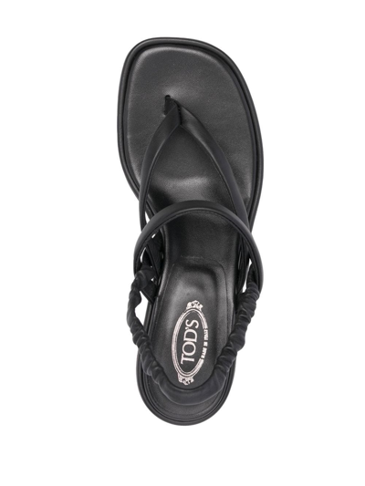 Tod's Thong-strap Leather Slingback Sandals In Black