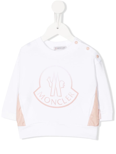 Shop Moncler Logo-print Cotton Sweatshirt In White