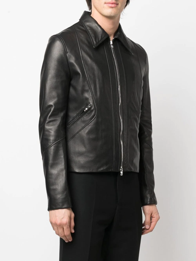 Shop Amiri Zip Leather Jacket In Black