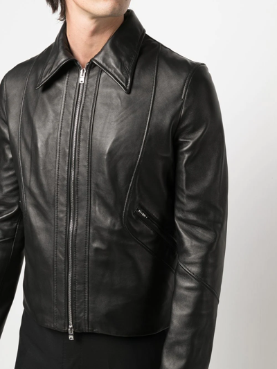 Shop Amiri Zip Leather Jacket In Black