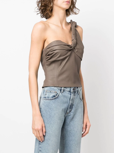 Shop The Mannei One-shoulder Ruched Top In Brown
