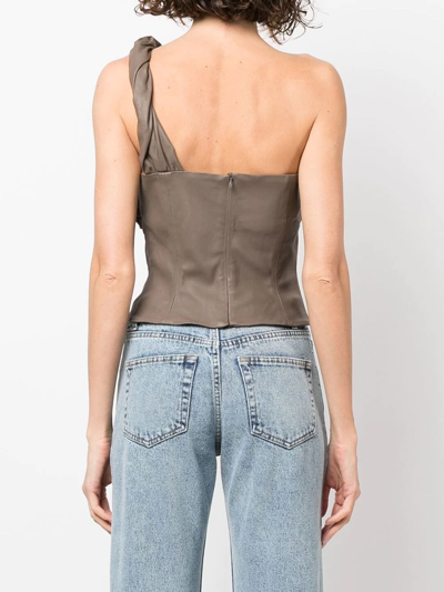 Shop The Mannei One-shoulder Ruched Top In Brown
