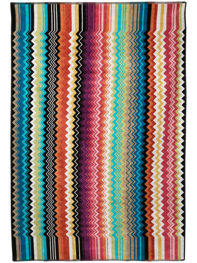 Missoni Zigzag-pattern Cotton Towel In Black
