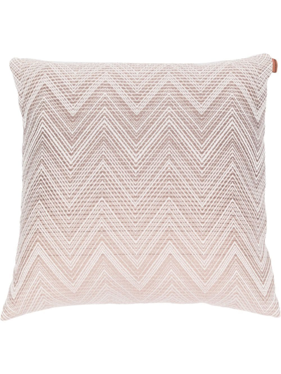 Shop Missoni Zigzag-pattern Wool Cushion In Neutrals