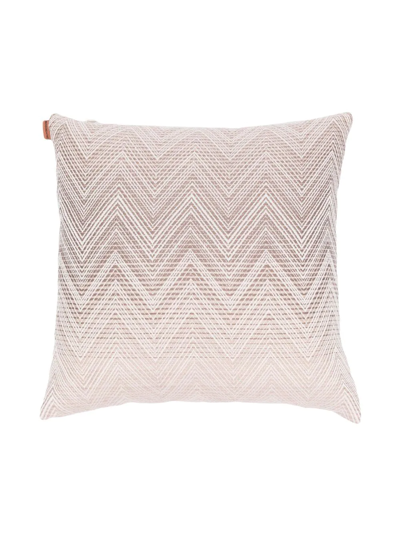 Missoni Zigzag-pattern Wool Cushion In Neutrals