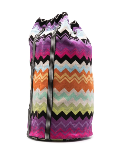 Shop Missoni Zigzag-pattern Bucket Backpack In Orange