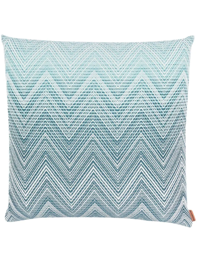 Shop Missoni Zigzag-pattern Wool Cushion In Blue