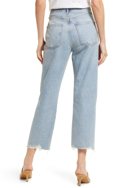 Shop Agolde '90s High Waist Frayed Crop Organic Cotton Jeans In Nerve