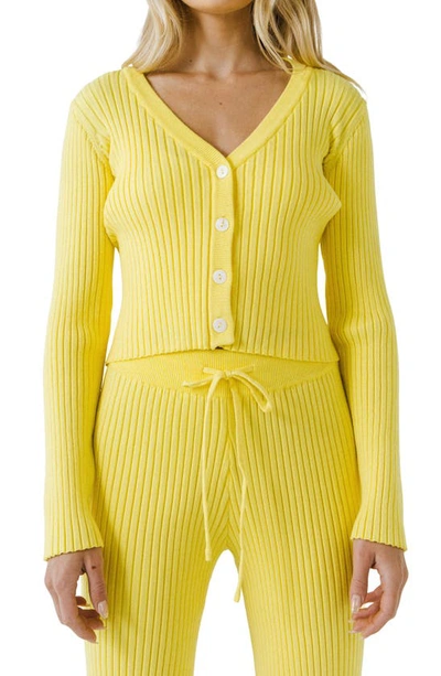 Endless Rose Cropped Lounge Knit Cardigan In Lime